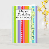 Zakelijke verjaardag Kaart met strepen - Employee (Gele Bloem)