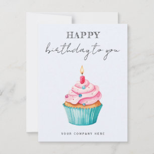 Zakelijke Verjaardag Waterverf Cupcake  Briefkaart