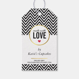 ZAKELIJKE VERPAKKING gemaakt met liefde zwart chev Cadeaulabel