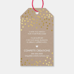 ZAKELIJKE VERPAKKING LABEL gouden confetti spots k Cadeaulabel