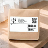 Zakelijke verzendlogo QR-code Fragile Waarschuwing Etiket