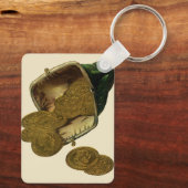 Zakelijke vintagefinanciering, gouden muntgeld in  sleutelhanger (Achterkant)