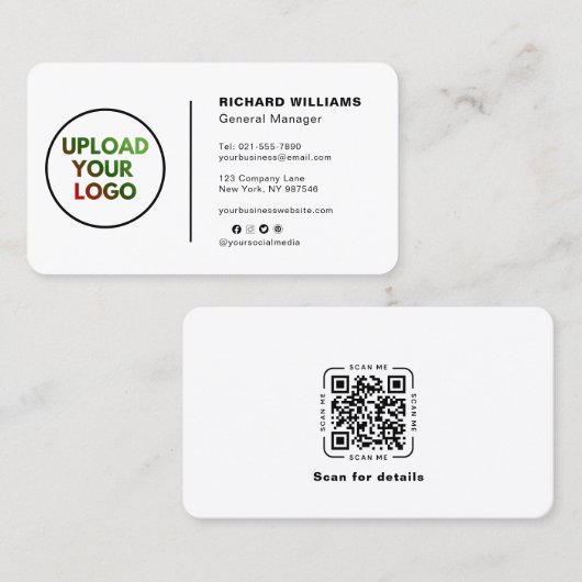 Zakelijke Visitekaartje met Eigen Logo – QR-code v (Voorkant / Achterkant)