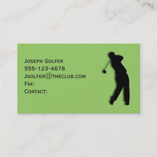Zakelijke Visitekaartje Template Mannen Golfer Gro (Voorkant)
