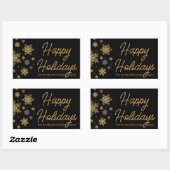 Zakelijke vrolijke feestdagen Zwart Goud Chic Snee Rechthoekige Sticker (Vel)