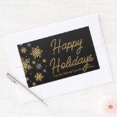Zakelijke vrolijke feestdagen Zwart Goud Chic Snee Rechthoekige Sticker (Envelop)