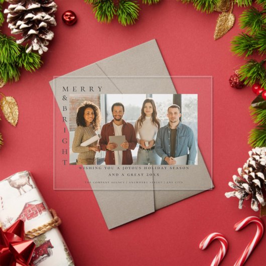 Zakelijke vrolijke & heldere kerst Moderne foto Acryl Uitnodigingen (Insity (Feestdagen))