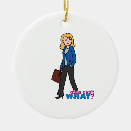 Zakelijke vrouw - Licht/Blonde Keramisch Ornament (Voorkant)