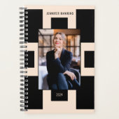 Zakelijke Vrouwen Foto Blush Roze & Zwart Geometri Planner (Voorkant)