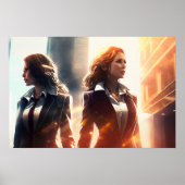 Zakelijke vrouwen in een stad van de toekomst poster (Voorkant)
