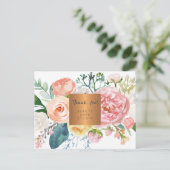Zakelijke waterverf bloemenkopergoud dank u briefkaart (Staand voorkant)