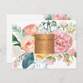 Zakelijke waterverf bloemenkopergoud dank u briefkaart (Voorkant / Achterkant)