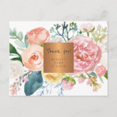 Zakelijke waterverf bloemenkopergoud dank u briefkaart (Voorkant)
