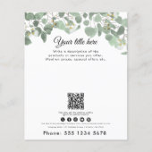 Zakelijke Waterverf Eucalyptus Greenery QR-code Flyer (Voorkant)