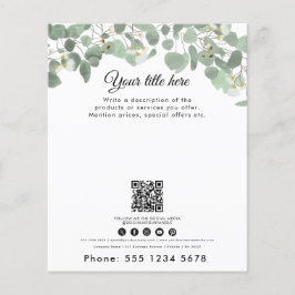 Zakelijke Waterverf Eucalyptus Greenery QR-code Flyer