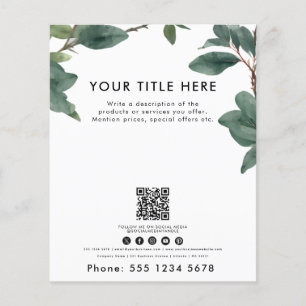 Zakelijke Waterverf Eucalyptus QR-code Flyer