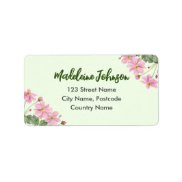 Zakelijke Waterverf Gentle Roze Japans Anemone Etiket