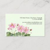 Zakelijke Waterverf Gentle Roze Japans Anemone Visitekaartje (Achterkant)