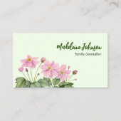 Zakelijke Waterverf Gentle Roze Japans Anemone Visitekaartje (Voorkant)