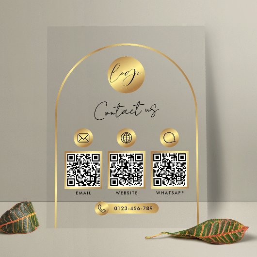 Zakelijke website info gouden logo QR-code duideli Acryl Bord