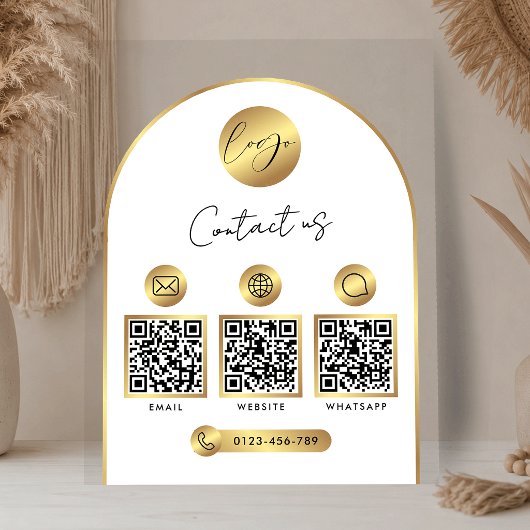 Zakelijke website info gouden logo QR-code helder Acryl Bord