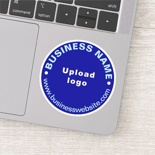 Zakelijke website op Blue Round Vinyl Sticker (Detail)