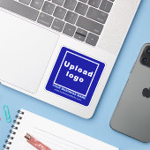 Zakelijke website op Blue Square Vinyl Sticker (Laptop met iPhone)