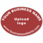 Zakelijke website op rood groot ovaal vorm vinyl sticker (Voorkant)