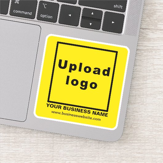 Zakelijke website op Yellow Square Vinyl Sticker (Detail)