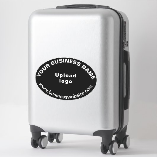 Zakelijke website op zwart groot ovaal vorm vinyl sticker (Koffer)