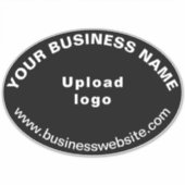 Zakelijke website op zwart groot ovaal vorm vinyl sticker (Voorkant)