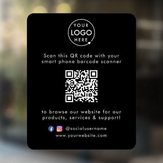 Zakelijke website | QR-code Modern Stijlvol Zwart Raamsticker
