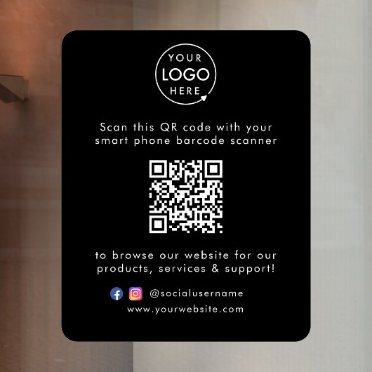 Zakelijke website | QR-code Modern Stijlvol Zwart Raamsticker