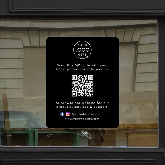Zakelijke website | QR-code Modern Stijlvol Zwart Raamsticker