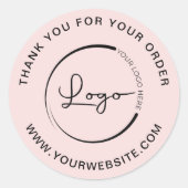 Zakelijke website Sjabloon Bedankt Pink Ronde Sticker (Voorkant)