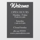 Zakelijke welkomst- en openingsuren website raamsticker (Vel)