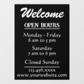 Zakelijke welkomst- en openingsuren website raamsticker (Vel)