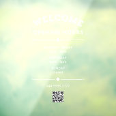 Zakelijke Welkomstopeningstijden met QR Code White Raamsticker (Vel 3)