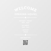 Zakelijke Welkomstopeningstijden met QR Code White Raamsticker (Vel)