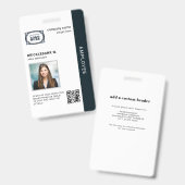 Zakelijke Werknemer Bedrijfs QR-code Foto ID Badge (Voor- en achterkant)