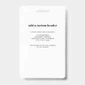Zakelijke Werknemer Bedrijfs QR-code Foto ID Badge (Achterkant)