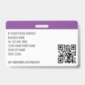 Zakelijke werknemer ID Foto Beveiliging Paarse Badge (Back)