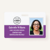 Zakelijke werknemer ID Foto Beveiliging Paarse Badge (Voorkant)