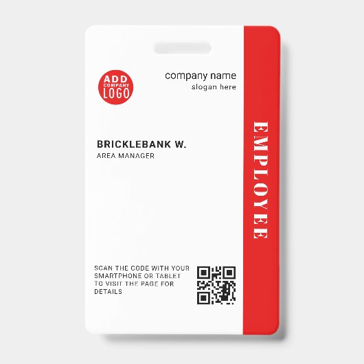 Zakelijke werknemers bedrijfs-ID aangepaste QR-cod Badge (Voorzijde)
