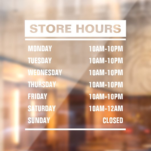 Zakelijke winkel openingstijden raamsticker (Vel 2)