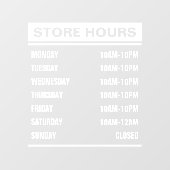 Zakelijke winkel openingstijden raamsticker (Vel)