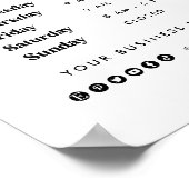 Zakelijke winkel Openingstijden Winkelbord Poster (Hoek)