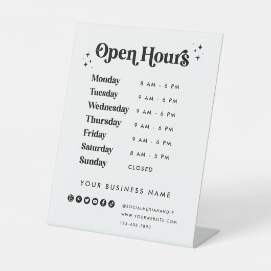 Zakelijke winkel Openingstijden  Winkelbord Reclamebord Met Voetstuk (Voorkant)