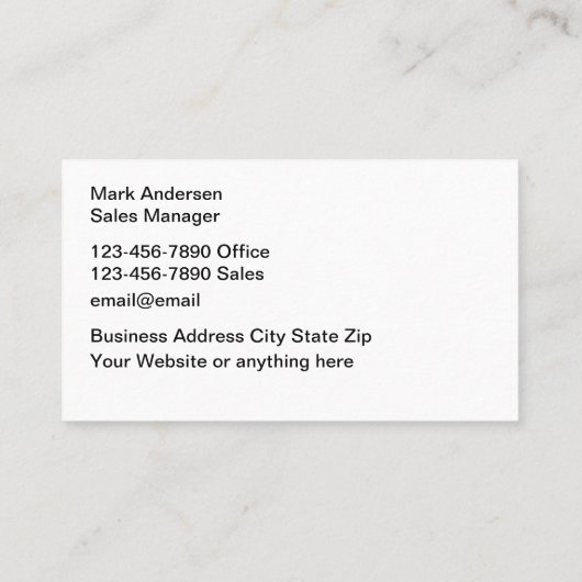 Zakelijke zaken voor thuisverkoop en service visitekaartje (Achterkant)