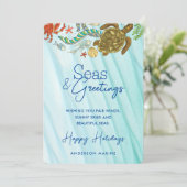 Zakelijke Zeeen en groeten Stijlvolle kustzee Feestdagenkaart (Staand voorkant)